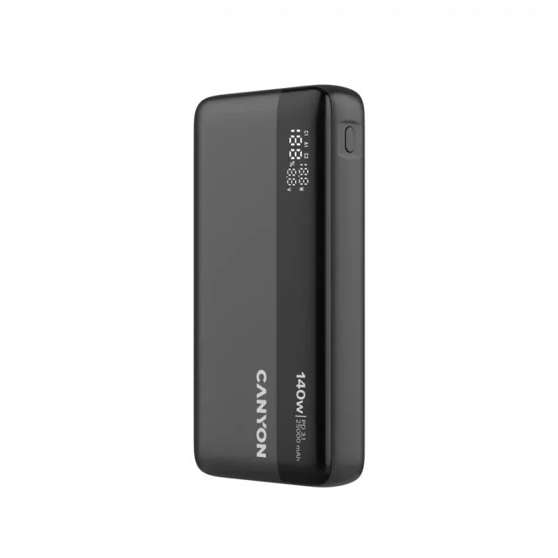 CANYON Power Bank PB-240, 25000mAh PD140W display power bank,Size160.0x82x27 mm Weight 508+-10g, Dark Grey - 1