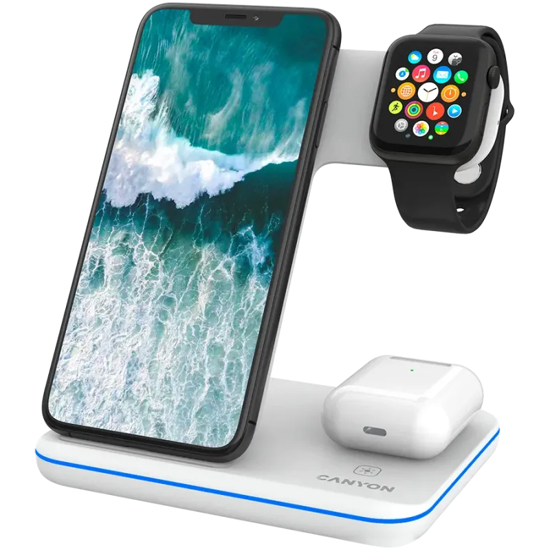 CANYON wireless charger WS-303 15W 3in1 White - 1