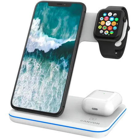 CANYON wireless charger WS-303 15W 3in1 White - 1