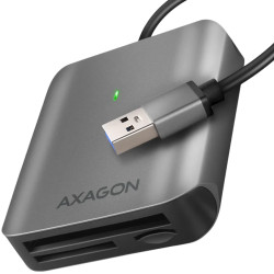 Axagon Aluminum high-speed USB-A 3.2 Gen 1 memory card reader. 3 slots, UHS-II. - 1