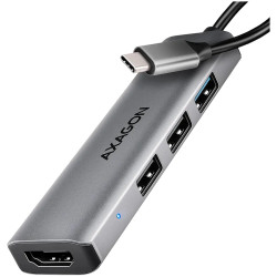 AXAGON HMC-H3A 3x USB-A (2x USB2.0, 1x USB3.0) + HDMI 4K 30Hz, 3.2 Gen 1 hub, metal, 15cm USB-C cable - 1