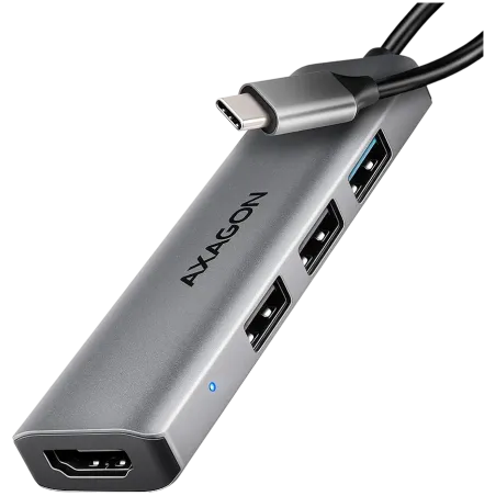 AXAGON HMC-H3A 3x USB-A (2x USB2.0, 1x USB3.0) + HDMI 4K 30Hz, 3.2 Gen 1 hub, metal, 15cm USB-C cable - 1