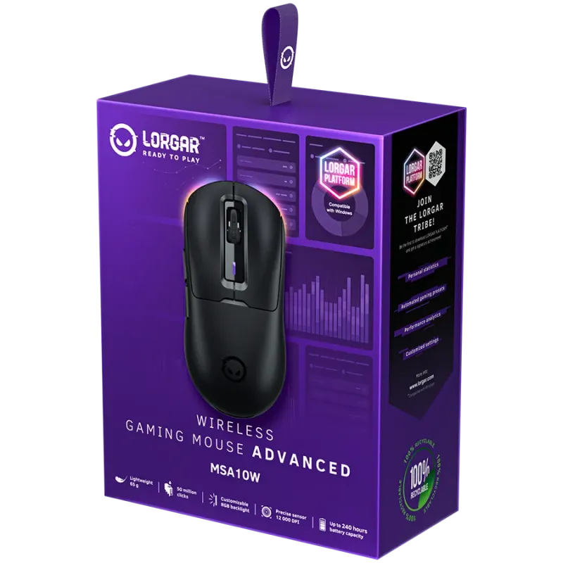 LORGAR MSA10W, Wireless Gaming Mouse Advanced, black - 1