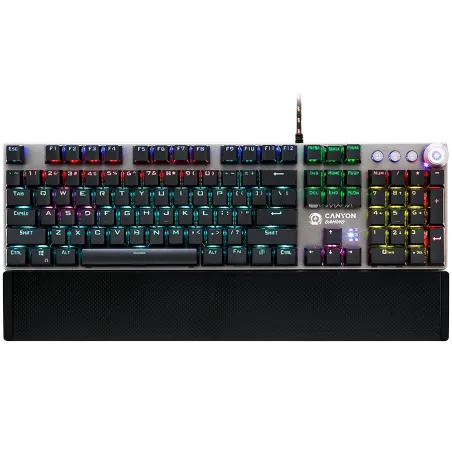 CANYON Nightfall GK-7, Wired Gaming Keyboard,Black 104 mechanical switches,60 million times key life, 22 types of lights,Removab