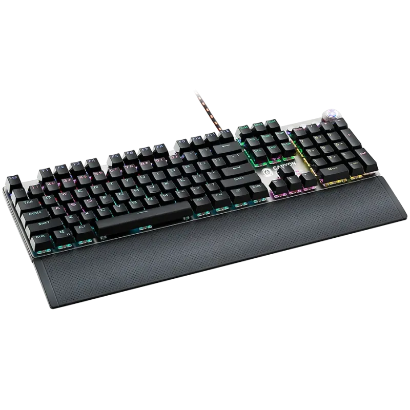 CANYON Nightfall GK-7, Wired Gaming Keyboard,Black 104 mechanical switches,60 million times key life, 22 types of lights,Removab