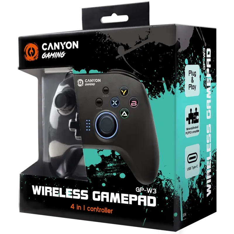 CANYON gamepad GP-W3 Android/Nintendo/PC/PS3 Wireless Black - 1