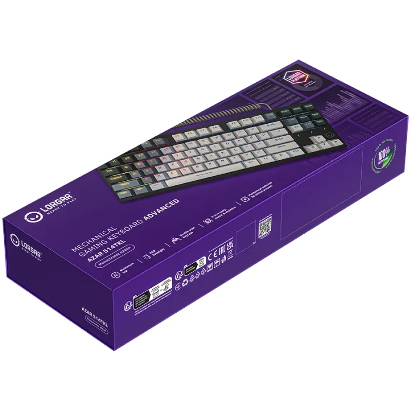 LORGAR Azar 514TKL, Wired RGB mechanical gaming keyboard, white, EN layout - 1