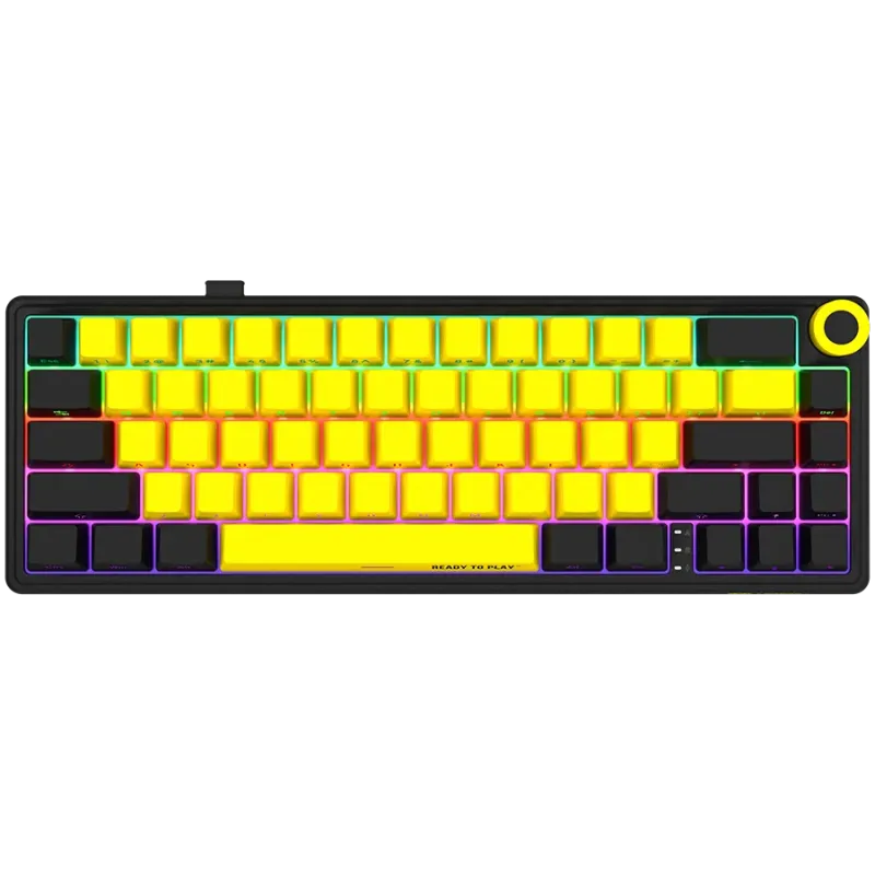 LORGAR KBP70MW, Wireless 65% Mechanical Gaming Keyboard Pro, Black/yellow, EN layout - 1