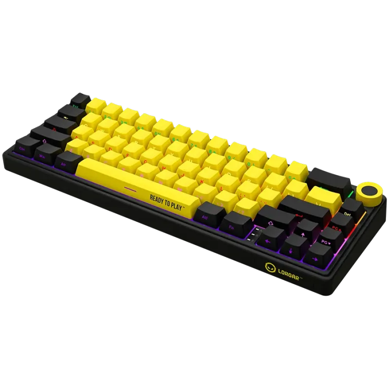 LORGAR KBP70MW, Wireless 65% Mechanical Gaming Keyboard Pro, Black/yellow, EN layout - 1