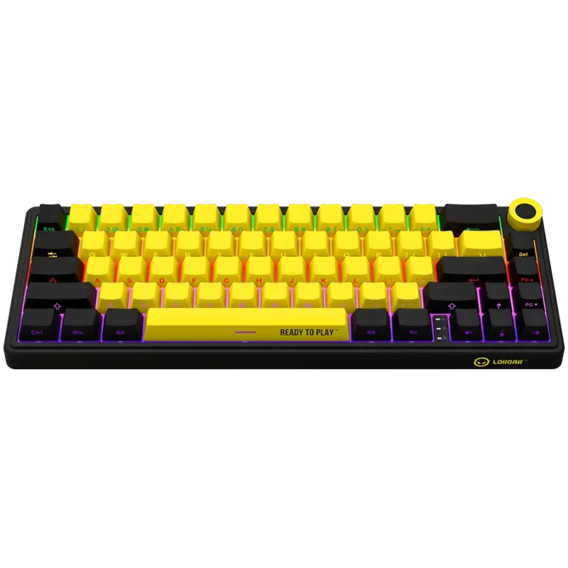 LORGAR KBP70MW, Wireless 65% Mechanical Gaming Keyboard Pro, Black/yellow, EN layout - 1