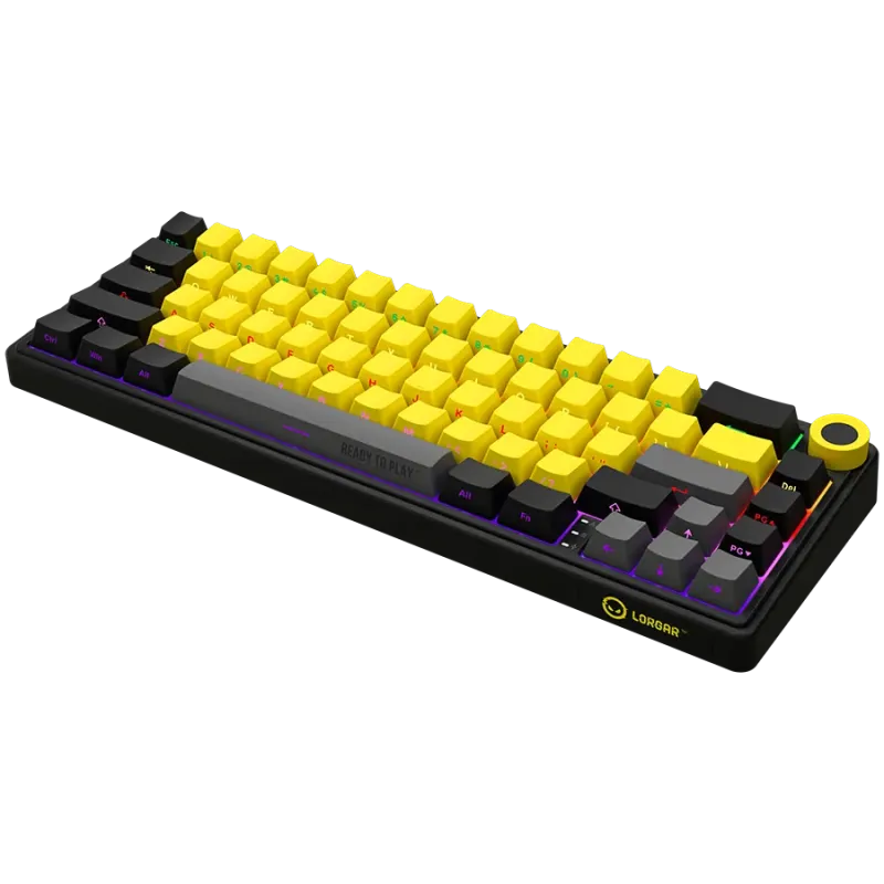 LORGAR KBP70MW, Wireless 65% Mechanical Gaming Keyboard Pro, Black/yellow, EN layout - 1