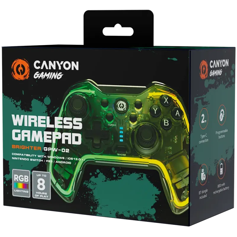 CANYON gamepad Brighter GPW-02 BT+Dongle Wireless Crystal - 1