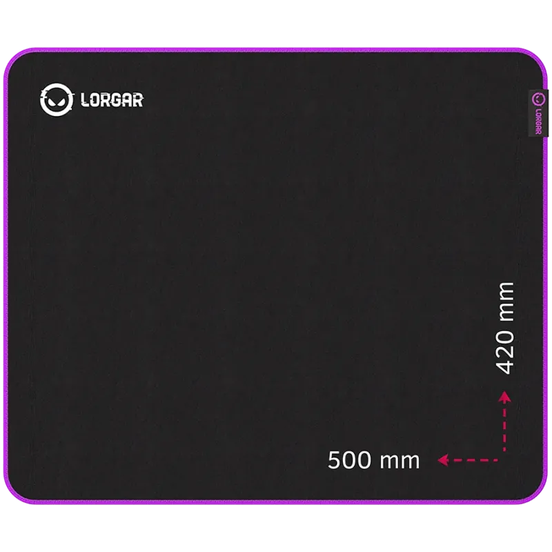 Lorgar Main 315, Gaming mouse pad, High-speed surface, Purple anti-slip rubber base, size: 500mm x 420mm x 3mm, weight 0.39kg - 