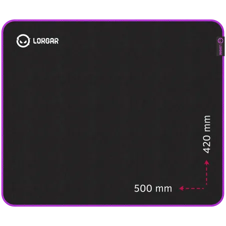 Lorgar Main 315, Gaming mouse pad, High-speed surface, Purple anti-slip rubber base, size: 500mm x 420mm x 3mm, weight 0.39kg - 