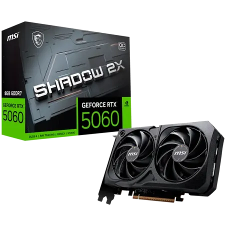 MSI Video Card NVIDIA GeForce RTX 5060 8G SHADOW 2X OC, 8GB GDDR7, 128-bit, 2535 MHz Boost, 3840 CUDA Cores, PCIe 5.0 (x8), 3x D