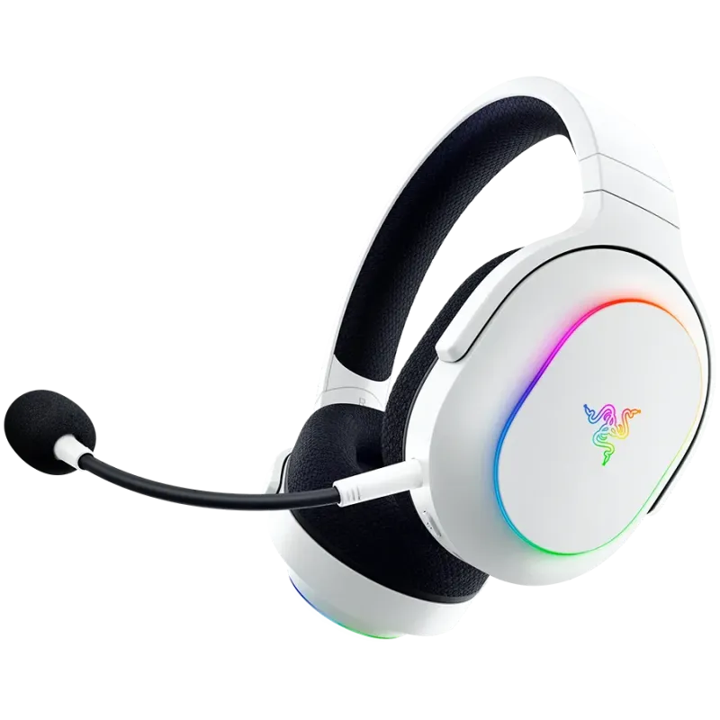 Razer Barracuda X Chroma, Gaming Headset, White, Oval Ear Cushions, 2.4 GHz Wireless / Bluetooth, Breathable Fabric with Memory 