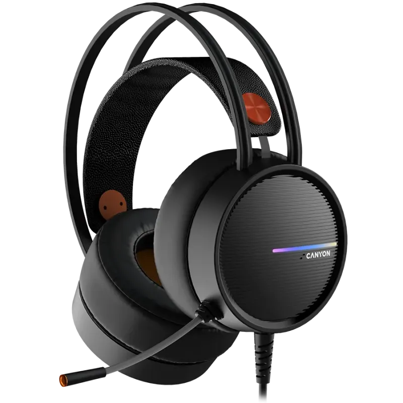 CANYON INTERCEPTOR GH-8A, Gaming headset 3.5mm jack plus USB connector for LED backlight, adjustable microphone and volume contr