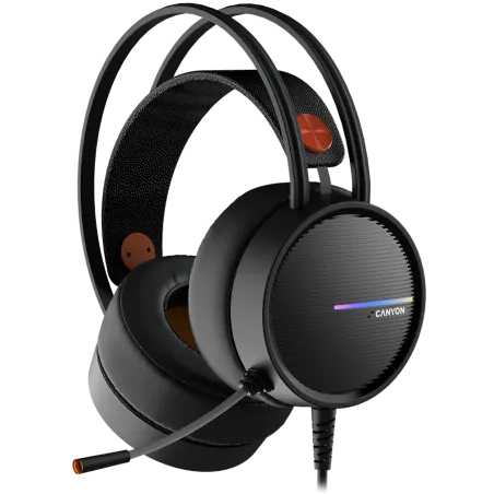 CANYON INTERCEPTOR GH-8A, Gaming headset 3.5mm jack plus USB connector for LED backlight, adjustable microphone and volume contr