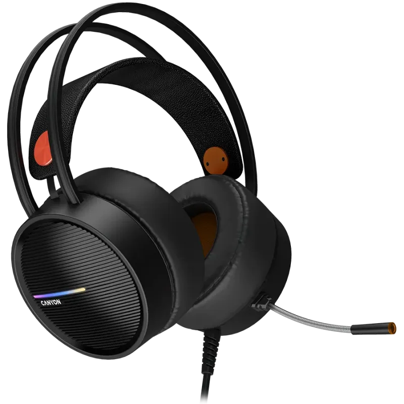 CANYON INTERCEPTOR GH-8A, Gaming headset 3.5mm jack plus USB connector for LED backlight, adjustable microphone and volume contr