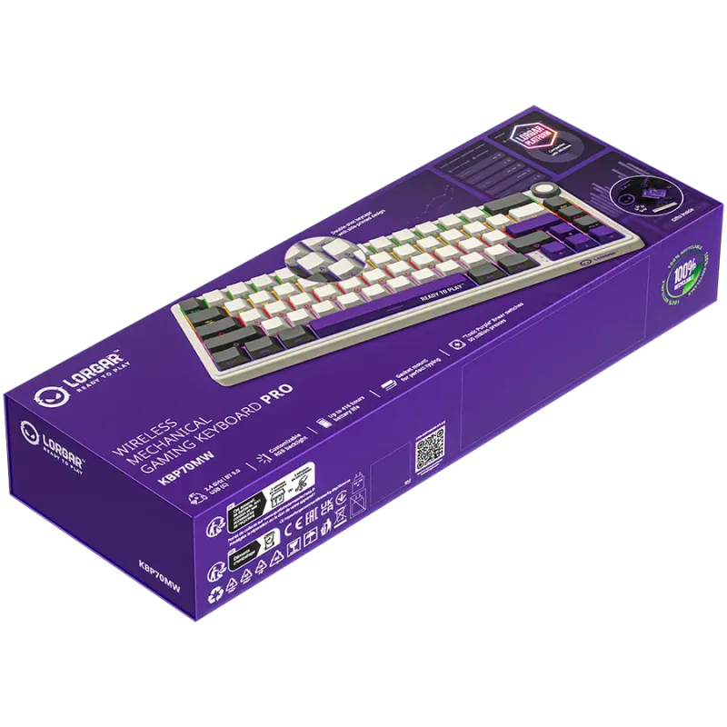 LORGAR KBP70MW, Wireless 65% Mechanical Gaming Keyboard Pro, Beige, EN layout - 1