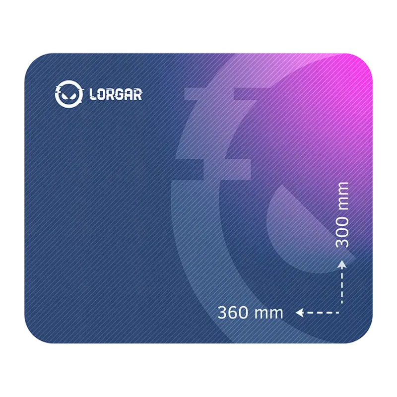 Lorgar Main 133, Gaming mouse pad, High-speed surface, Purple anti-slip rubber base, size: 360mm x 300mm x 3mm, weight 0.2kg - 1