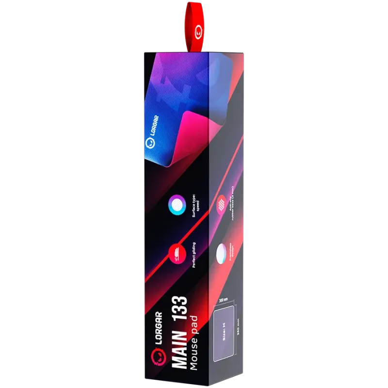 Lorgar Main 133, Gaming mouse pad, High-speed surface, Purple anti-slip rubber base, size: 360mm x 300mm x 3mm, weight 0.2kg - 1