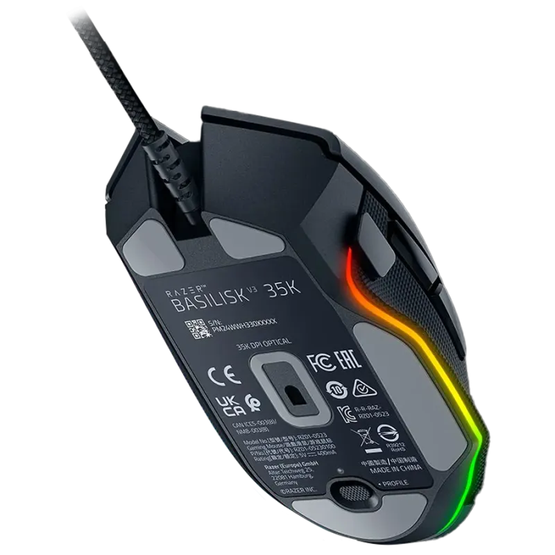 Razer Basilisk V3 35K Gaming Mouse, Black, Focus Pro 35K Optical Sensor Gen-2, Optical Mouse Switches Gen-3, Razer™ Speedflex Ca