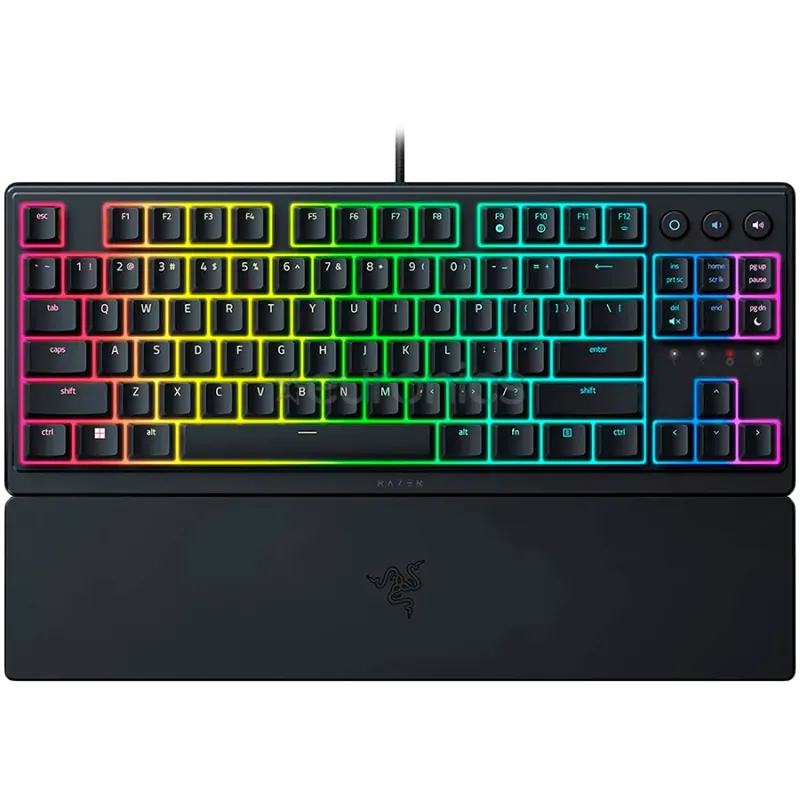 Razer Ornata V3 Tenkeyless, Low Profile Gaming Keyboard, US Layout, 8 Razer Chroma™ RGB Lighting Zones, Dedicated Media Keys, UV