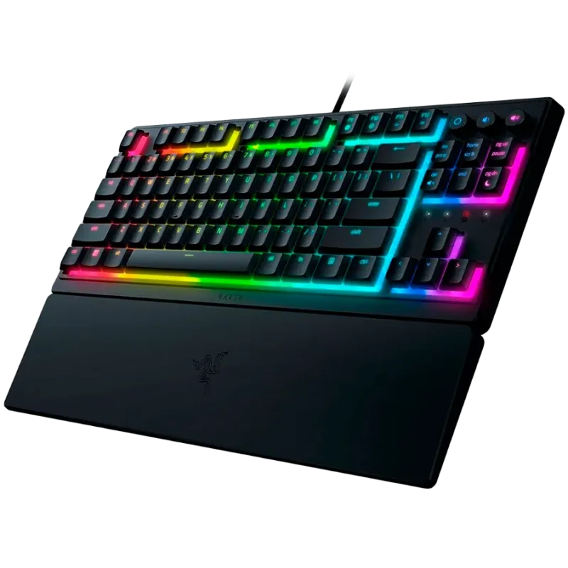 Razer Ornata V3 Tenkeyless, Low Profile Gaming Keyboard, US Layout, 8 Razer Chroma™ RGB Lighting Zones, Dedicated Media Keys, UV