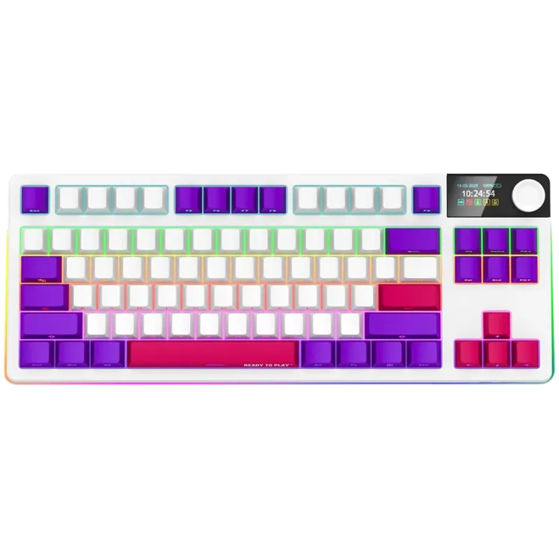 LORGAR KBP70TKLW, Wireless TKL Mechanical Gaming Keyboard Pro, White, EN layout - 1