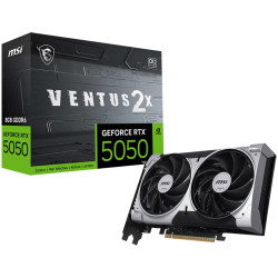 MSI Video Card NVIDIA GeForce RTX 5050 8G VENTUS 2X OC, 8GB GDDR6, 128-bit, 2602 MHz Boost, 2560 CUDA Cores, PCIe 5.0 (x8), 3x D