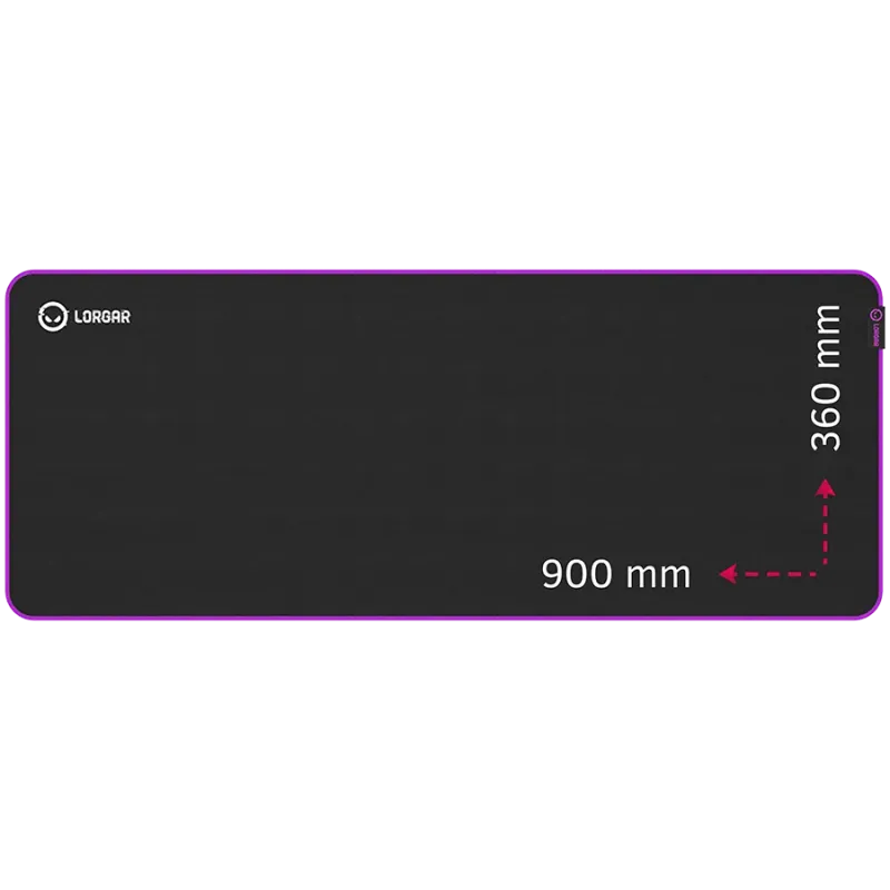 Lorgar Main 319, Gaming mouse pad, High-speed surface, Purple anti-slip rubber base, size: 900mm x 360mm x 3mm, weight 0.6kg - 1