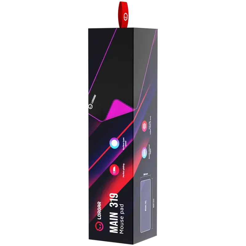 Lorgar Main 319, Gaming mouse pad, High-speed surface, Purple anti-slip rubber base, size: 900mm x 360mm x 3mm, weight 0.6kg - 1