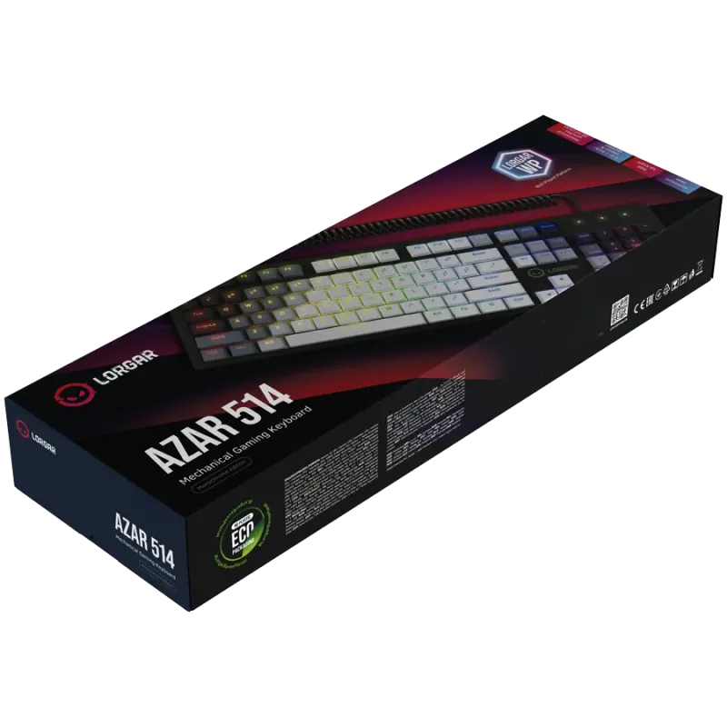 LORGAR Azar 514, Wired mechanical gaming keyboard, RGB backlight, 1680000 colour variations, 18 modes, keys number: 104, 50M cli