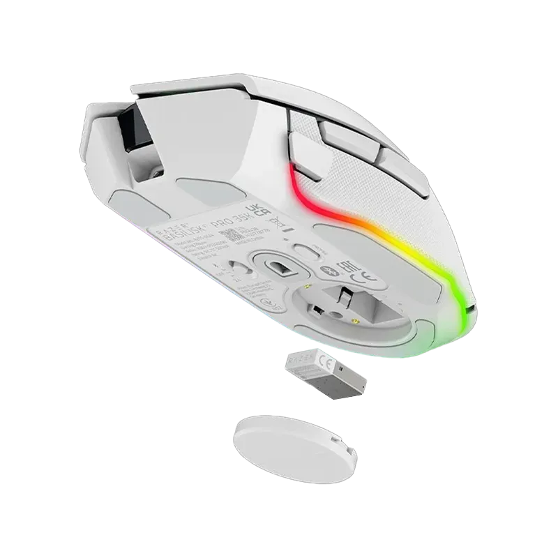Razer Basilisk V3 Pro 35K, White, Gaming Mouse, HyperSpeed Wireless, Bluetooth, Focus Pro 35K Optical Sensor Gen-2, 35000 DPI, C
