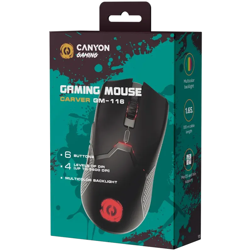 CANYON mouse Carver GM-116 6buttons Wired Black - 1