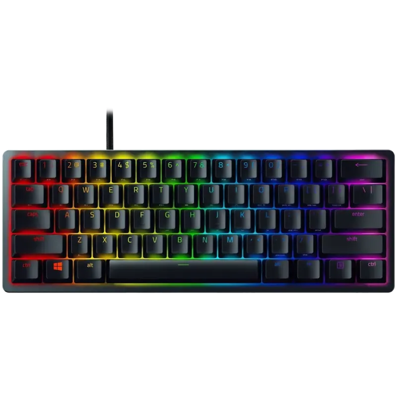Razer Huntsman Mini - Clicky Optical (Purple Switch) - US - Black, Gaming Keyboard, Razer™ Optical Switches, size 60%, RGB Chrom