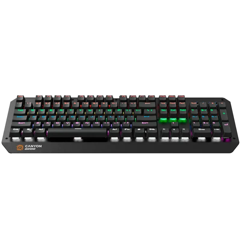 CANYON Hazard GK-6, Wired multimedia gaming keyboard with lighting effect, 108pcs rainbow LED, Numbers 104keys, EN double inject
