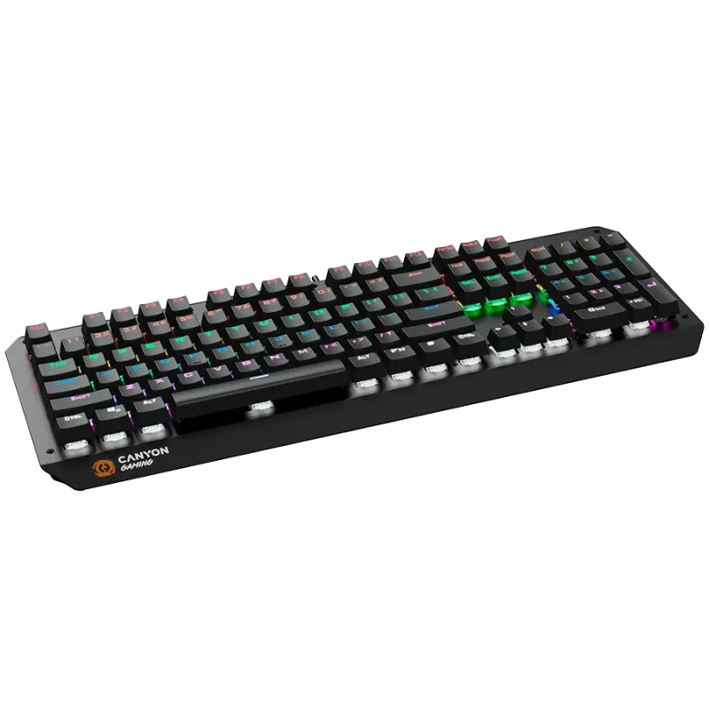 CANYON Hazard GK-6, Wired multimedia gaming keyboard with lighting effect, 108pcs rainbow LED, Numbers 104keys, EN double inject