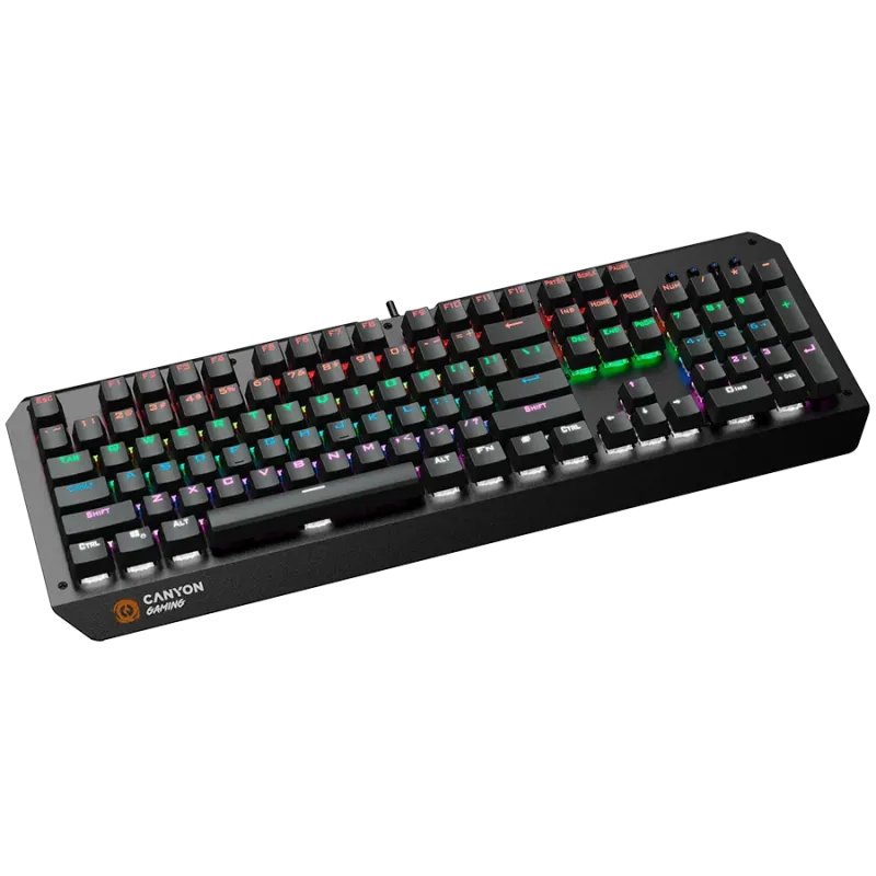 CANYON Hazard GK-6, Wired multimedia gaming keyboard with lighting effect, 108pcs rainbow LED, Numbers 104keys, EN double inject