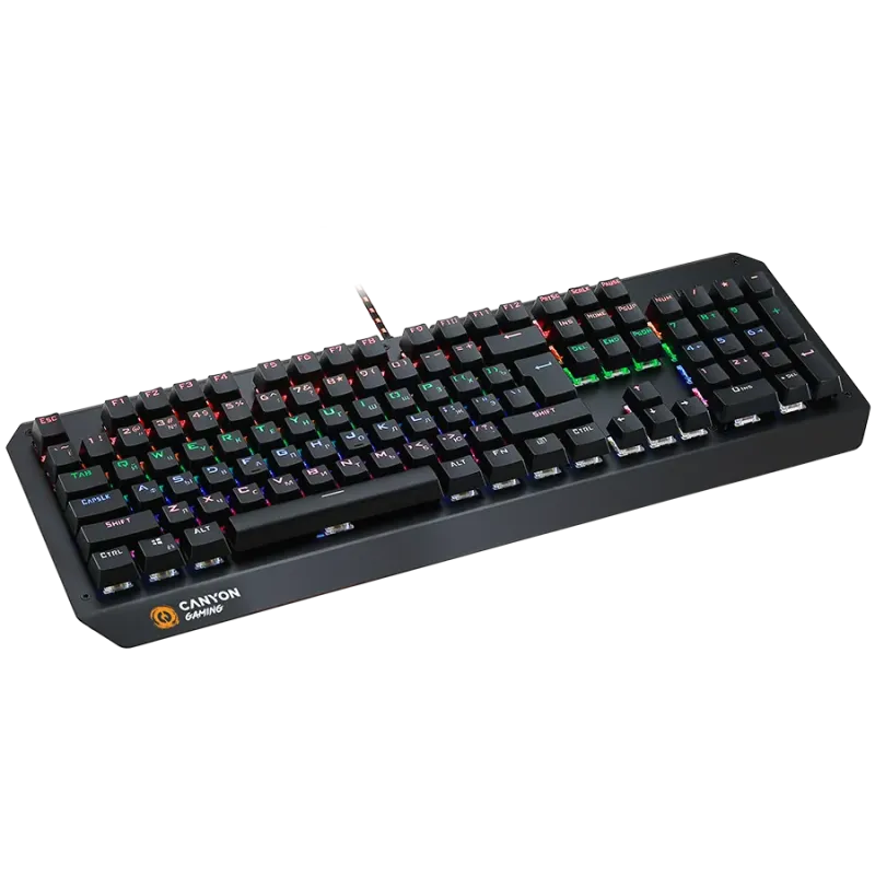 CANYON Hazard GK-6, Wired multimedia gaming keyboard with lighting effect, 108pcs rainbow LED, Numbers 104keys, EN double inject