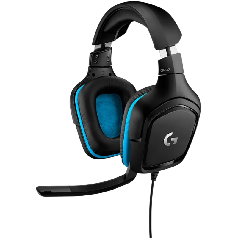 LOGITECH G432 Wired Gaming Headset 7.1 - LEATHERETTE - BLACK/BLUE - USB - 1
