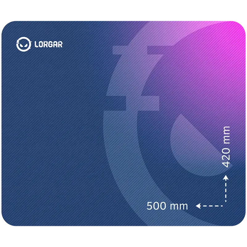 Lorgar Main 135, Gaming mouse pad, High-speed surface, Purple anti-slip rubber base, size: 500mm x 420mm x 3mm, weight 0.41kg - 