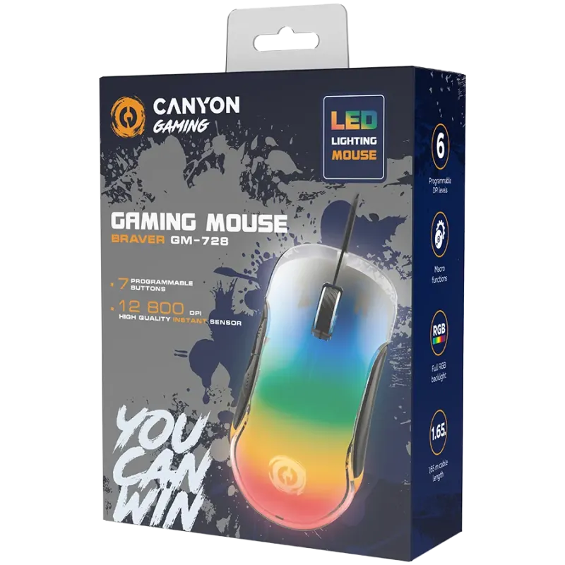 CANYON mouse Braver GM-728 LED Crystal 7buttons Wired Black - 1
