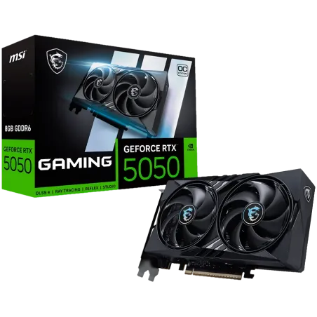 MSI Video Card NVIDIA GeForce RTX 5050 8G GAMING OC, 8GB GDDR6, 128-bit, 2647 MHz Boost, 2560 CUDA Cores, PCIe 5.0 (x8), 3x DP 2