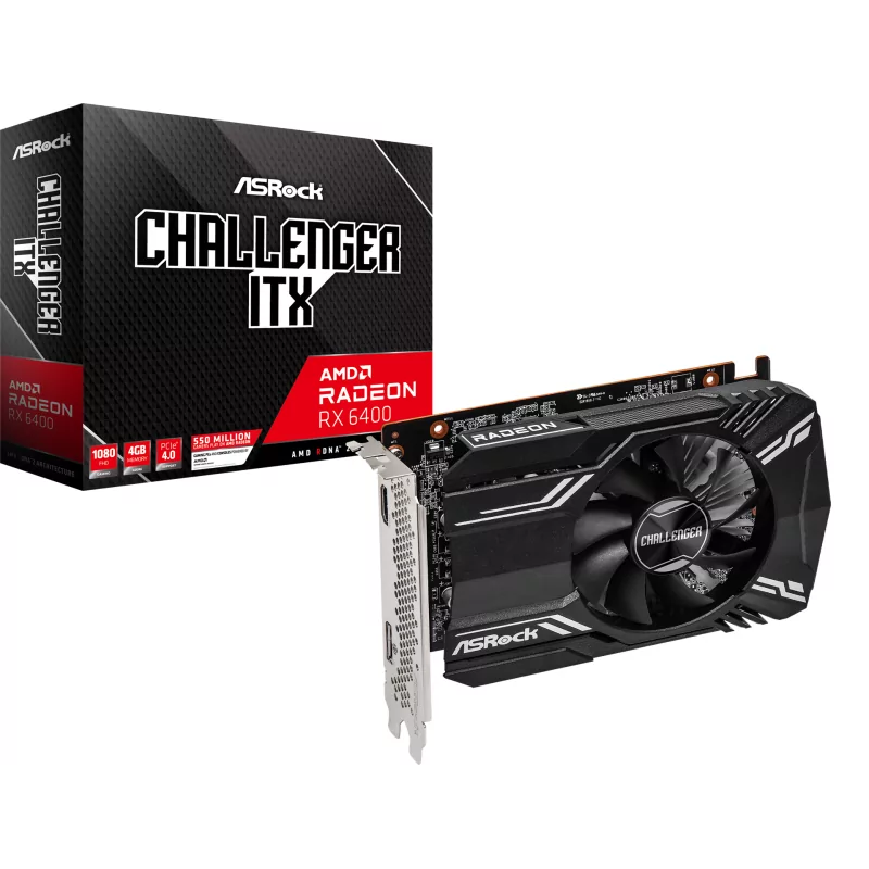 Asrock AMD Radeon RX6400 Challenger ITX 4GB, GDDR6 64 bit, 1xHDMI, 1xDP 1.4, recomended PSU 350W. - 2