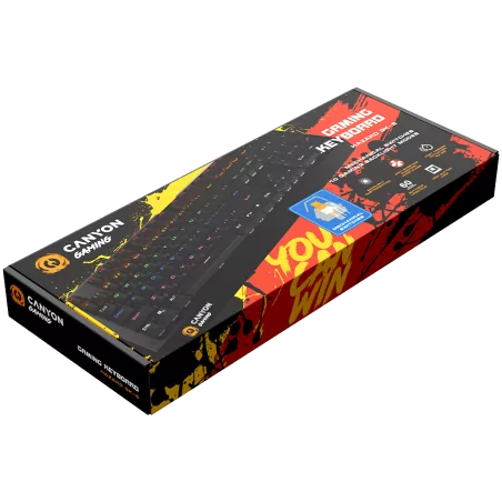 CANYON Hazard GK-6, Wired multimedia gaming keyboard with lighting effect, 108pcs rainbow LED, Numbers 104keys, EN double inject