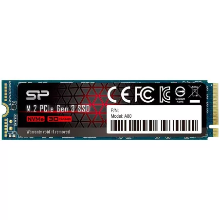 SILICON POWER A80 1TB SSD, M.2 2280, PCIe Gen3x4, Read/Write: 34000 / 3000 MB/s - 1