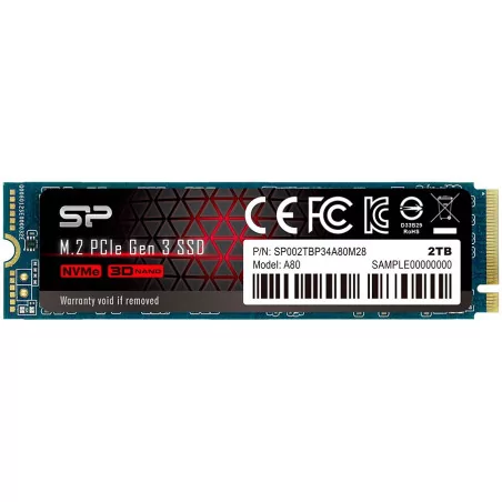 SILICON POWER A80 2TB SSD, M.2 2280, PCIe Gen3x4, Read/Write: 34000 / 3000 MB/s - 1