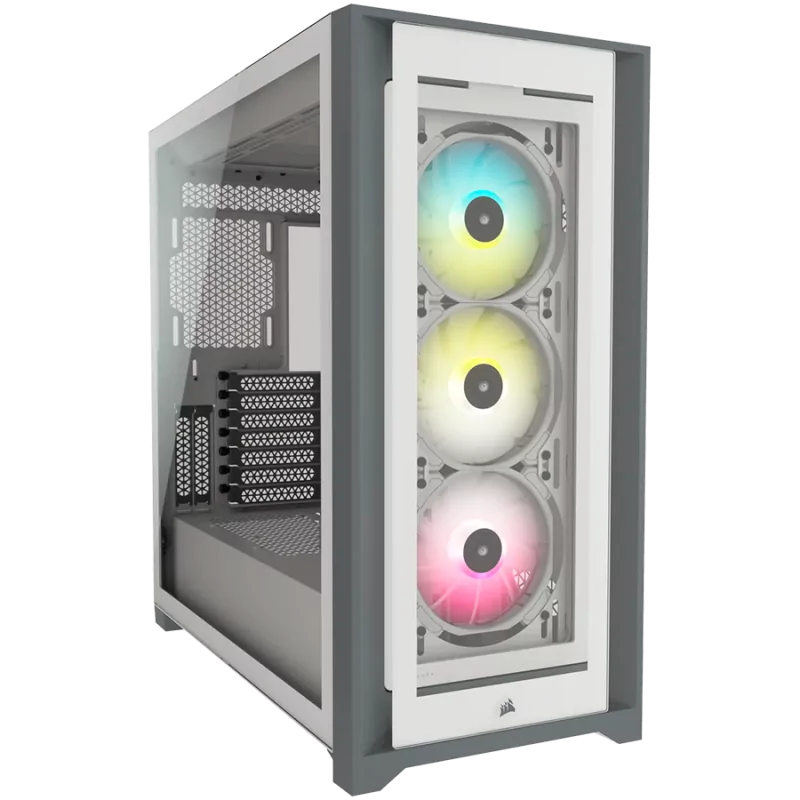 CORSAIR iCUE 5000X RGB Tempered Glass Mid-Tower ATX PC Smart Case — White - 1